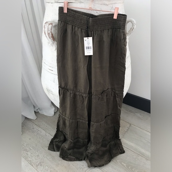 CINQ A SEPT , olive Tiered Wide-Leg Pants NWT , sz sm - Picture 6 of 8